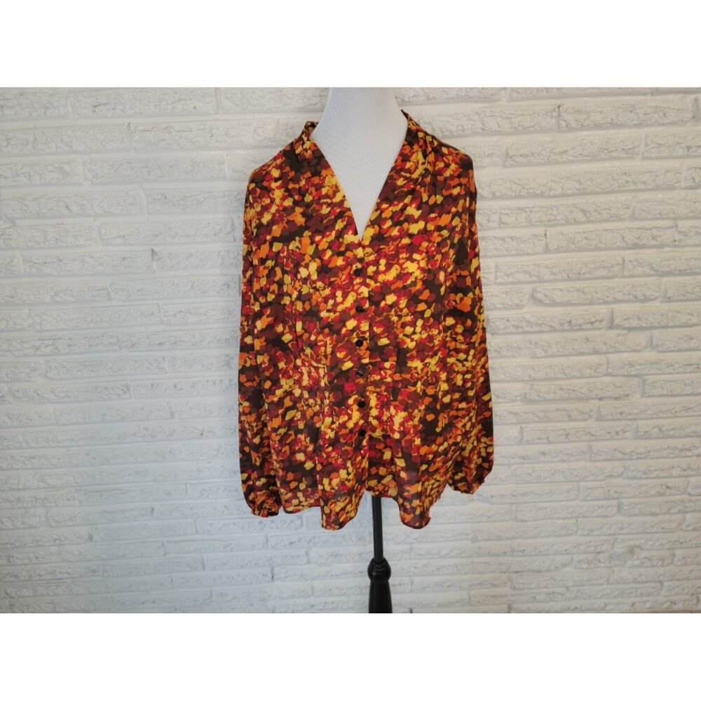 Chadwicks Women's 20W Plus Collared Button Up Long Sleeve Sheer WAT16XE